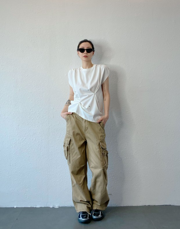 White Buttons Top #250427